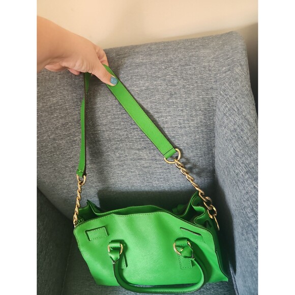 Michael Kors Green Leather Hamilton Satchel Shoulder Bag - Picture 7 of 12